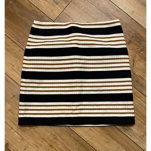 LOFT Striped Mini Skirt (Blue White Brown) Lined Sz 4P NWOT